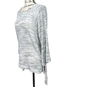 Soft Surroundings Knit Striped Side Knotted with 3/4 Sleeve Top Size Small